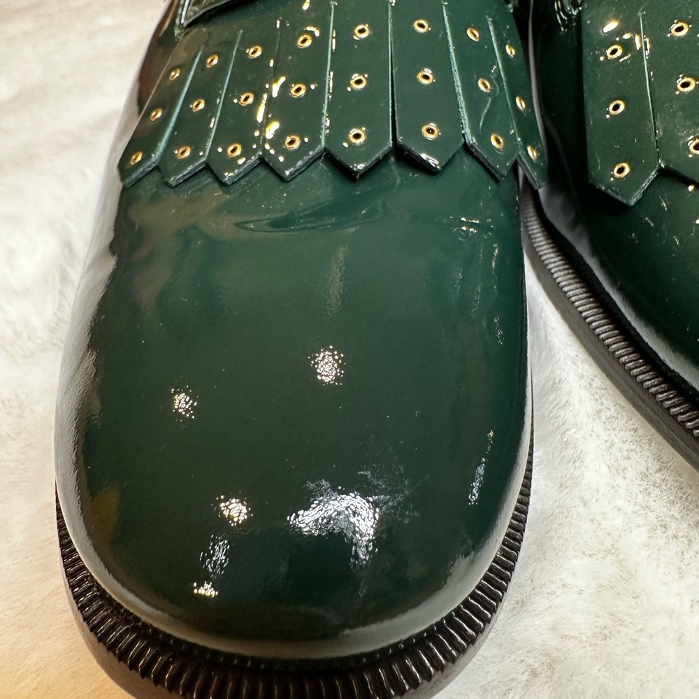 Salvatore Ferragamo Dark Green Patent Leather Oxfords - Picture 2 of 7